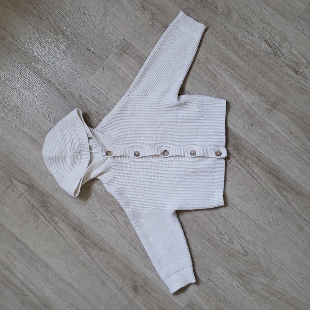 ZARA Cream Knitted Sweater Hoody 12-18m